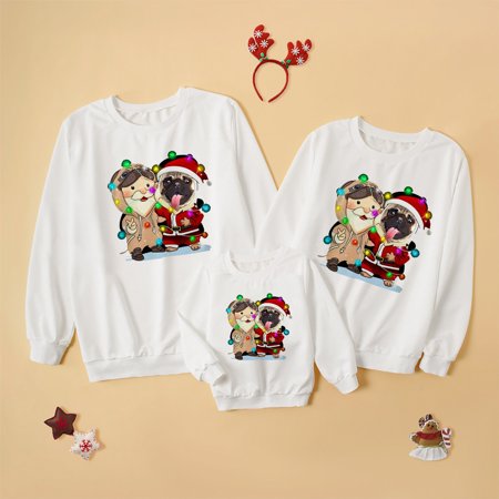 

Dadaria Family Christmas Pajamas Matching Sets Parent-child Attire Christmas Printed Long Sleeve O-Neck Shirts Tops Pullover Family Matching Dad Sweatshirts Black Gray White Men L