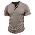 thumbnail image 3 of Camisetas de Corta para Hombre, Camisetas Informales de Algodón Estilo Henley, Camisetas Básicas de Verano Caqui XL, 3 of 6