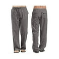 thumbnail image 3 of Mens Causal Linen Trousers Solid Color Drawstring Loose Fit Lightweight Pants Beach Trousers with Pockets, 3 of 7