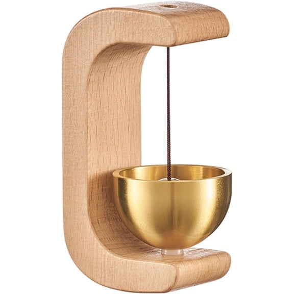 Magnetic Shopkeepers Bell for Door Opening - Vintage Wooden Wind Chime Doorbell with Brass Bell, Dopamine Decor & Wireless Adhesive Door Chime for Front Porch, Wall, Garden, Shop, Housewarming Gift