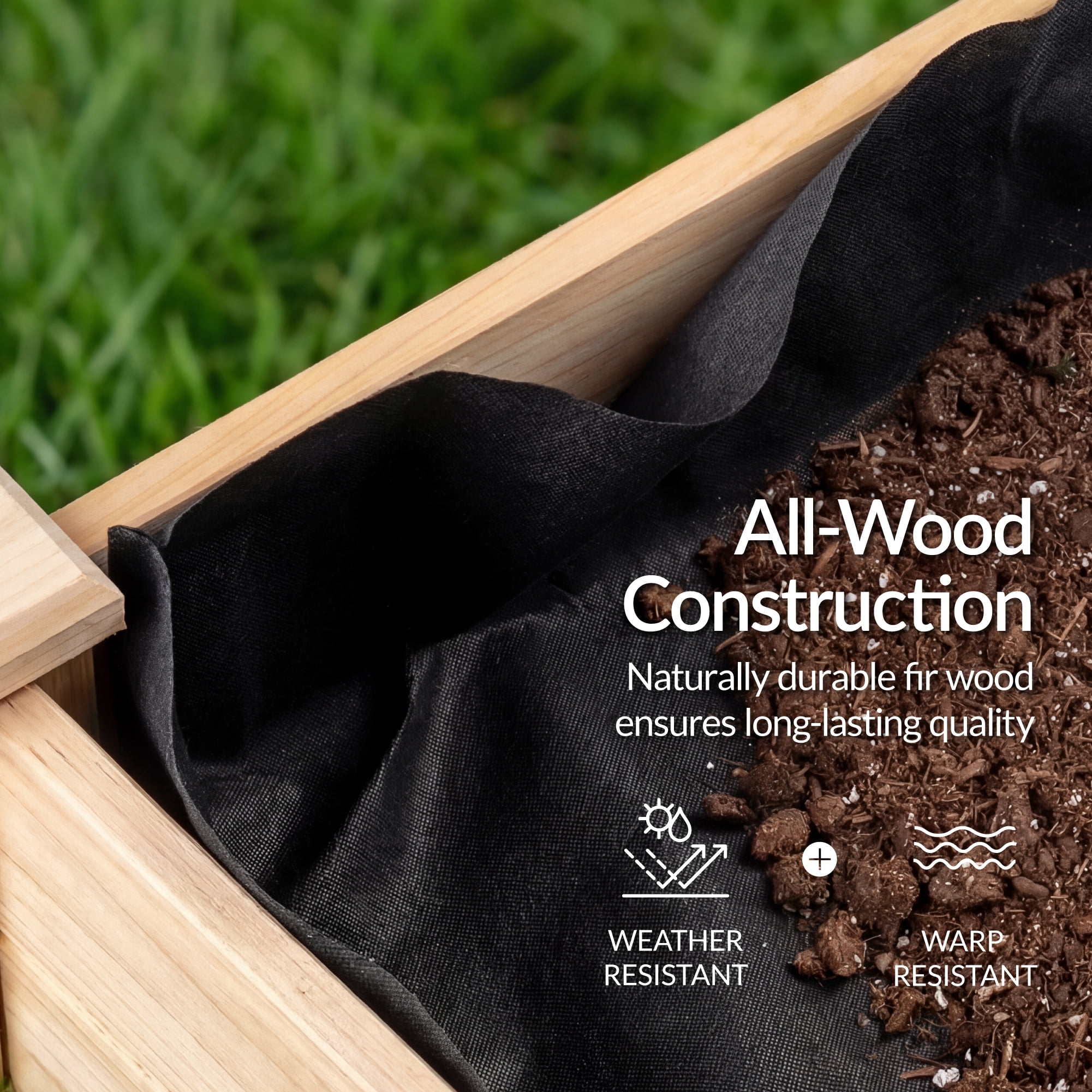 Best Choice Products 48x24x30in Raised Garden Bed, Elevated Wooden Planter for Yard w/ Foot Caps, Liner - Natural