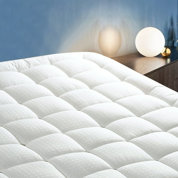 EDILLY Queen Size Quilted Mattress Pad Cover Topper Pillow Top Mattress Protector with Fitted Deep Pocket 8-21", Cotton Fabric, Soft and Comfortable (60" x 80")