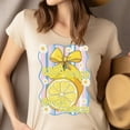thumbnail image 4 of Easy Peasy Lemon Squeezy T-Shirt for Women, Cute Pastel Lemon and Bow Graphic Tee, Gold, Size S, 4 of 6