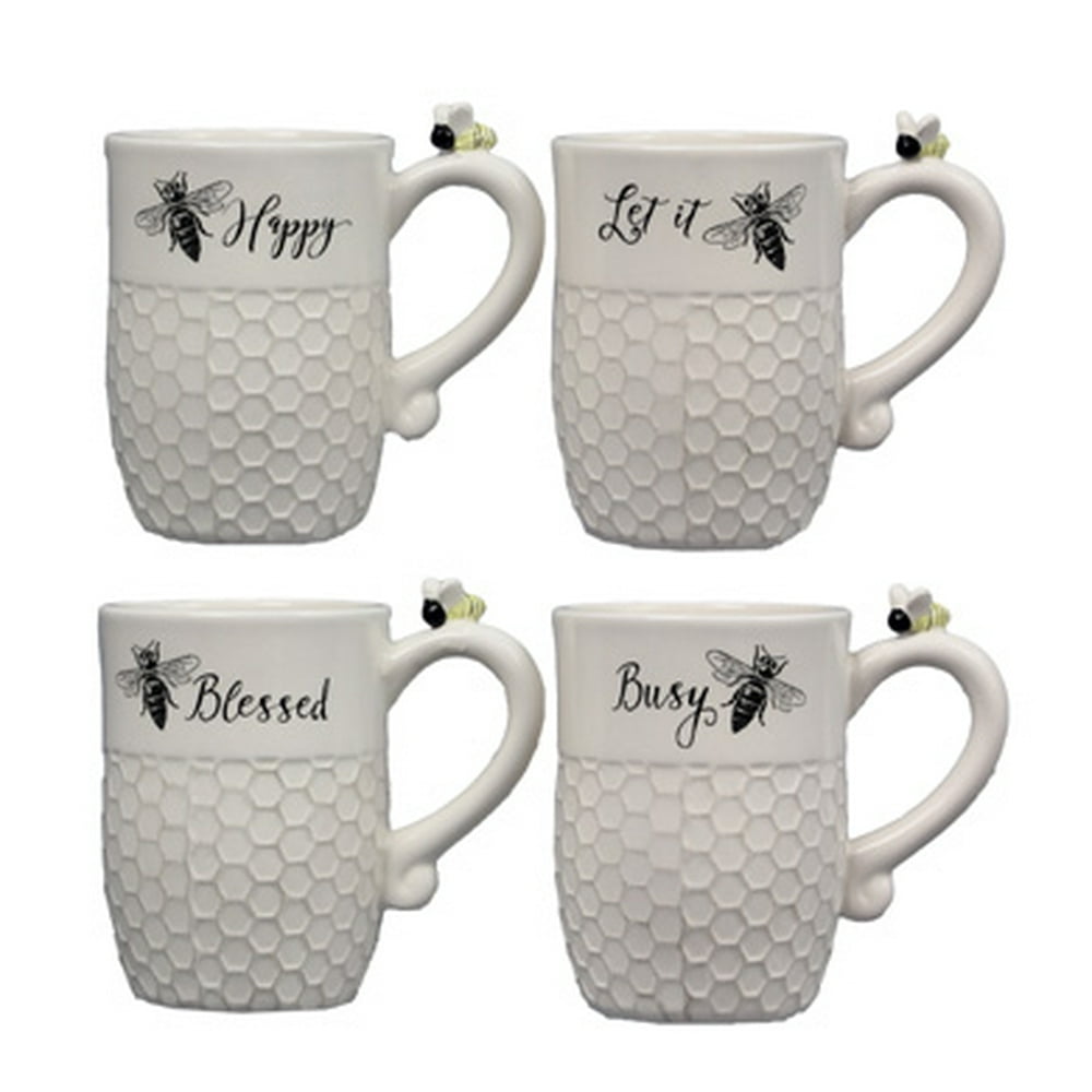 Ceramic Bee Mug Assorted Set of 4