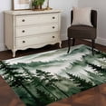 thumbnail image 3 of Dark Green Forest Area Rugs 2.7'x5', Washable Small Throw Rugs for Kitchen Bedroom, Watercolor Clouds Trees Mountain Indoor Outdoor Rug Non-Slip Low Pile Carpet Runner Reversible Floor Mats, 3 of 8