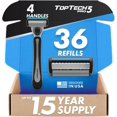 thumbnail image 1 of shiyou-PRO 5 Razors for Men Quad Set - Manual Shaving Razors & Refills - 40 Count Pack (4 Handles + 36 Replaceable Cartridges), 5-Blades Technology - Soft Shave & Sharp Blades - Great Refill Price, 1 of 4