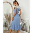 thumbnail image 3 of V Neck Tie Neck Lace Sleeve Dress for Women Below Knee Length, 3 of 3