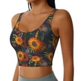 thumbnail image 2 of Gukieu Sunflowers Print Women's Sports Vest, Low-neck U-shaped Removable Pad Sports Bra for Yoga, Exercise, Dance-XX-Large, 2 of 8
