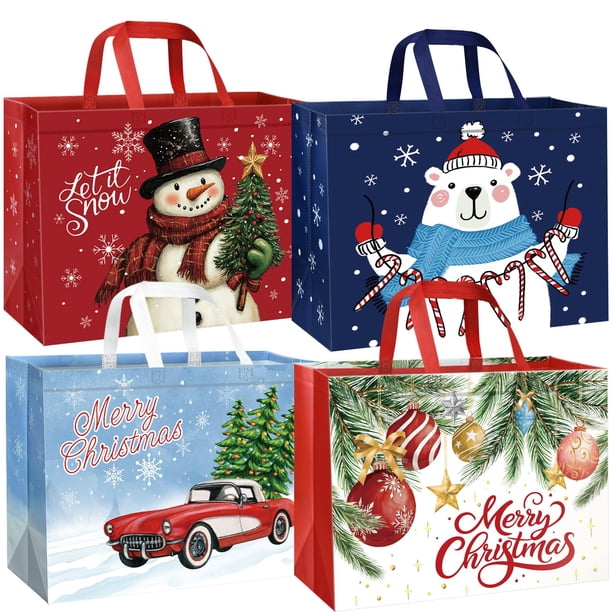 Bolsas de Regalo Navideñas Xylitic Extra Grandes Paquete de 12 con Asas