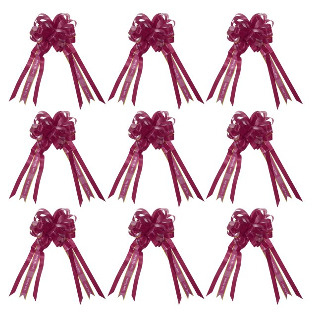 Unique Bargains 7' Large Pull Bow Baskets Present Wrapping Bows Big Flower Ribbon Bows Burgundy 10 Pack