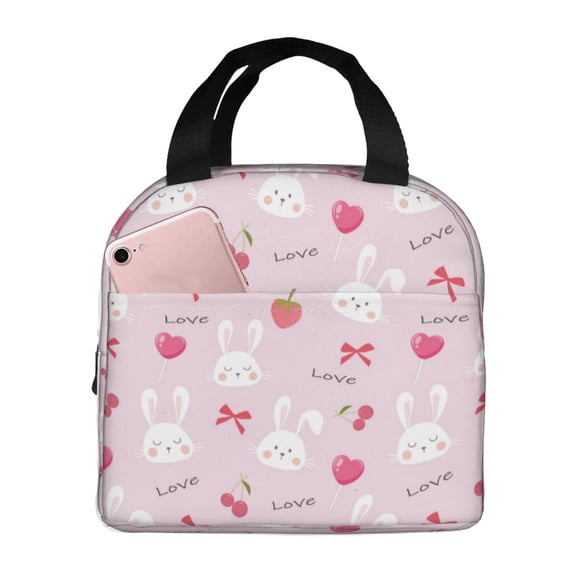 Vsdgher Love Rabbit Lunch Bag, Lunch Box for Women Adult Men, Lunch Tote Insulated Cooler Lunch Container for Work/Office/Picnic/Travel