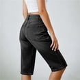 thumbnail image 5 of Women's High Waist Knee Length Denim Pants Loose Wide Leg Capri Jeans with Pockets Y2K Casual Jeans Trendy Vintage Streetwear Black, 5 of 5