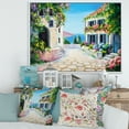 thumbnail image 2 of Designart 'Blossoming Flowers With White Houses With Near The Sea' Nautical & Coastal Framed Canvas Wall Art Print, 2 of 5