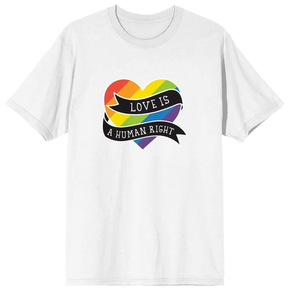 Pride - Love is a Human Right Rainbow Heart White T-Shirt