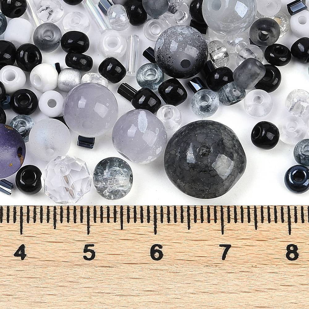 DIY Lampwork Beads & Glass Seed Beds Jewelry Making Findings Kits Mixed Shapes Black 2~12.5x3~10.5mm Hole: 0.9~2mm