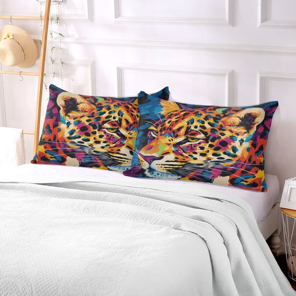 Pillow Case Plush Pillow Leopard Colorful Pattern Case standard size/King size/Queen size Bed Pillow Pillowcases