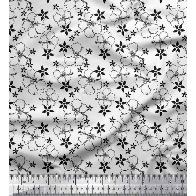 Soimoi Moss Georgette Fabric Artistic Floral Print Sewing Fabric Yard 42 Inch Wide