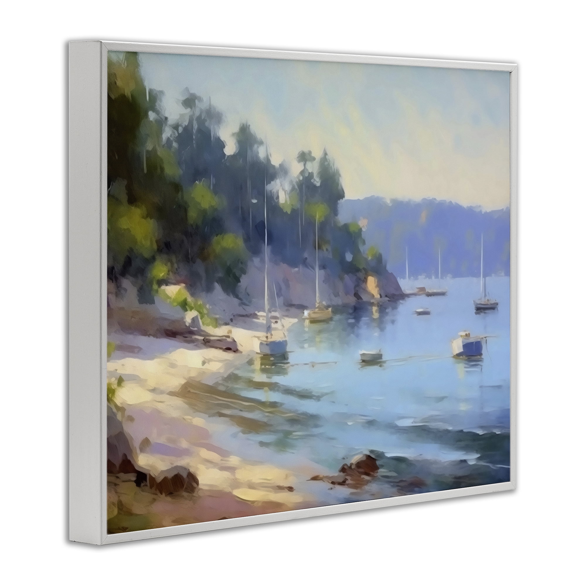 Stupell Industries Near The Shore Summer Sailing White Framed Giclee Art, design by Creative Studio
