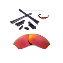 Walleva Fire Red Replacement Lenses And Black Rubber Kit for Oakley Flak Jacket Sunglasses