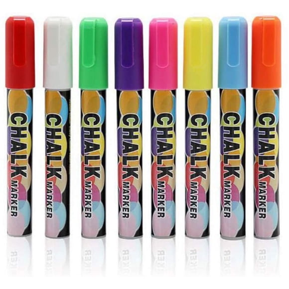 Liquid chalk markers for blackboards, premium liquid chalkboard neon pens, chalk markers for chalkboards, markers, pens, windows, blackboard, glass (8 pieces)