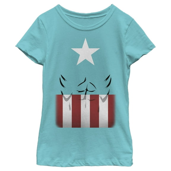 Girl's Marvel Captain America Body Graphic Tee Tahiti Blue Large