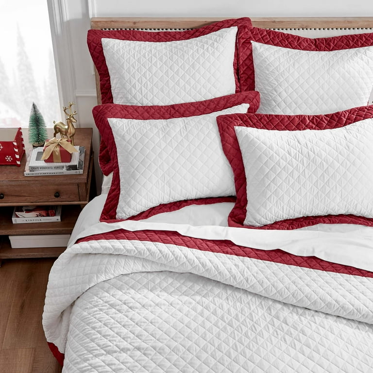 Red and deals white pillow shams