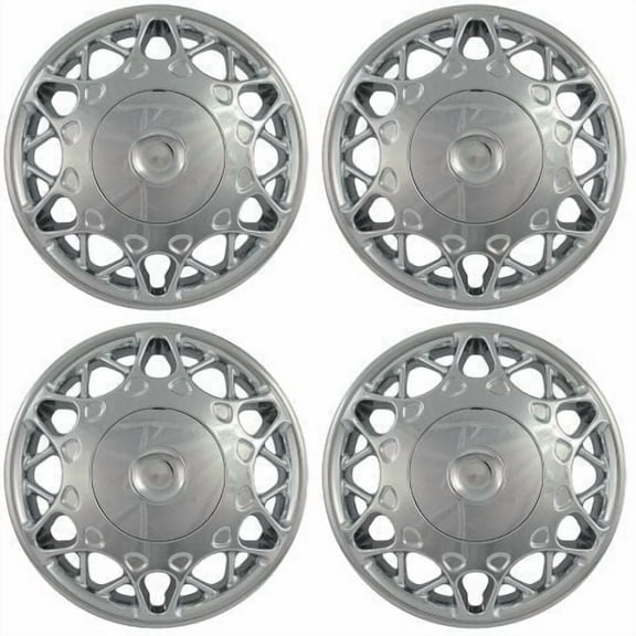 Fuel Rider Set of 4 15 inch Chrome Screw-On Hubcaps With 24 Hole Compatible With 1997-2005 Buick Century Standard Steel Wheel Covers