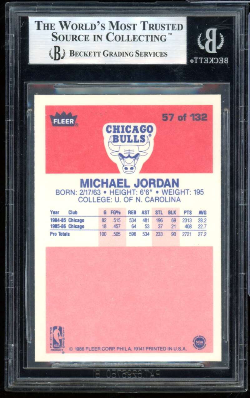 Michael Jordan Rookie Card 1986-87 Fleer #57 BGS 9