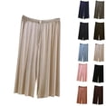 thumbnail image 2 of Oksale Wide Leg Pj Pants Women Casual Loose Plus Size Pajama Pants Breathable Trendy Capri Lounge Pants ELastic Waist Drawstring Summer Sleepwear Black M, 2 of 6