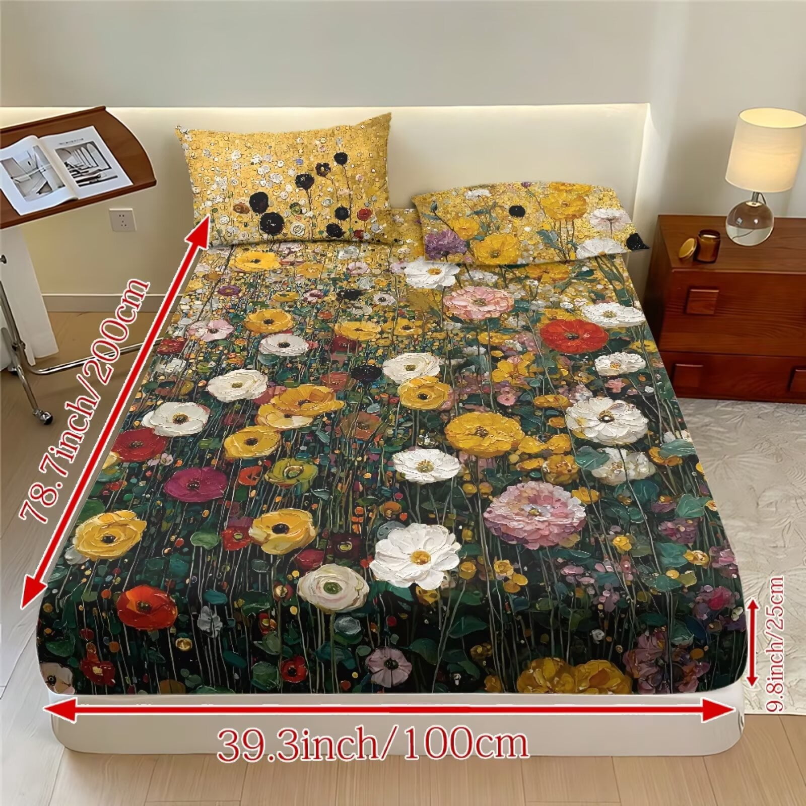 ZIATUBLES Blooming Floral Printed Twin Sheet Set, Soft Cozy Bed Sheet with Pillowcase, Chic Bedding Decor Set, Easy Care for All Seasons, Ideal for Comfy Sleep