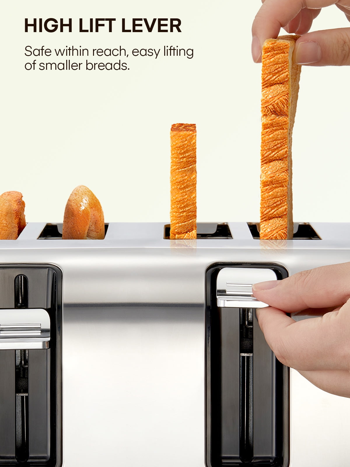 4 Slice Toaster, 1500W Extra-Wide Slot Toaster, for Bagel, Bread, Waffle, with 6 Shade Settings, Dual Independent Control Panel, Reheat/Defrost/Cancel Functions, Stainless Steel Sliver