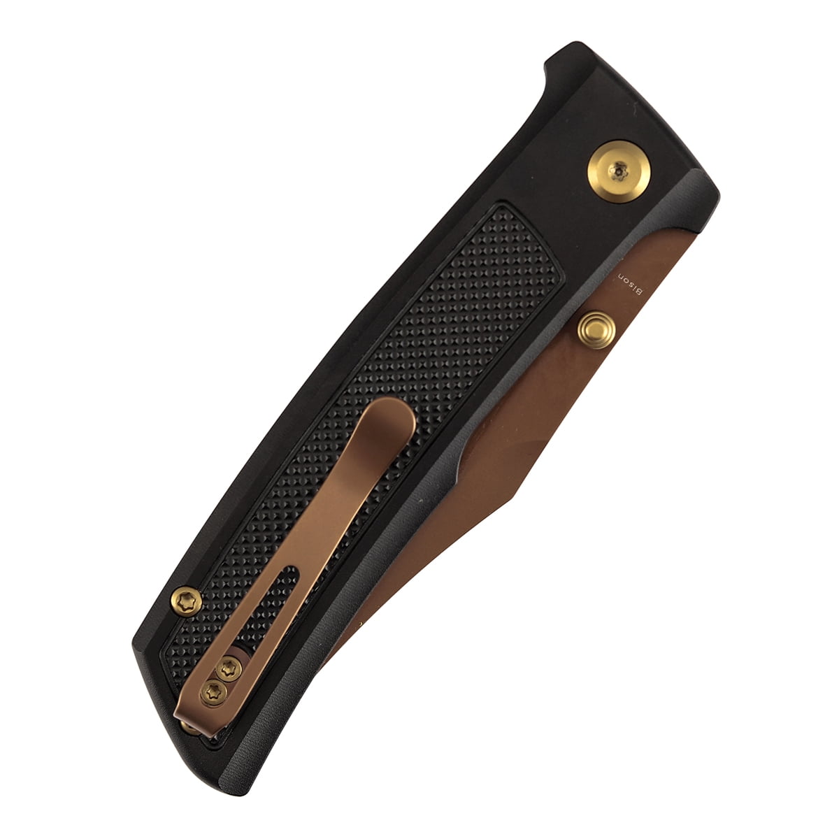 Tenable Bison Folding Knife 3.24'' Rose Gold Nitro V Blade,Aluminum Handle with Frag Pattern,B2108A3