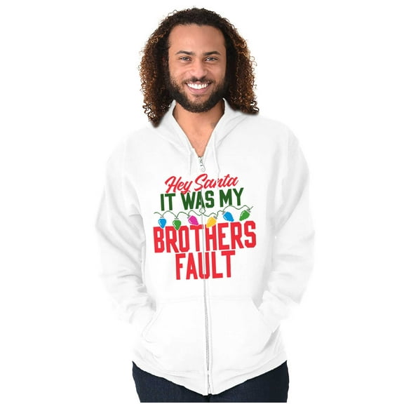 Funny Santa It Was My Brother's Fault Unisex Plus Size Zip Hoodie Brisco Brands 5X