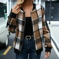thumbnail image 5 of Simua Bomber Jacket for Women Zip Up Plaid Flannel Jacket Trendy Casual Long Sleeve Cardigan Fall Clothes with Pockets, 5 of 9