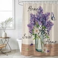 thumbnail image 6 of Polyester Fabric Purple Lavender Shower Curtain, Spring Floral Daisy Butterfly Leaves Beige Waterproof Bathtub Curtain Bathroom Decor Set with Hooks 48 x 72 Inches, 6 of 6