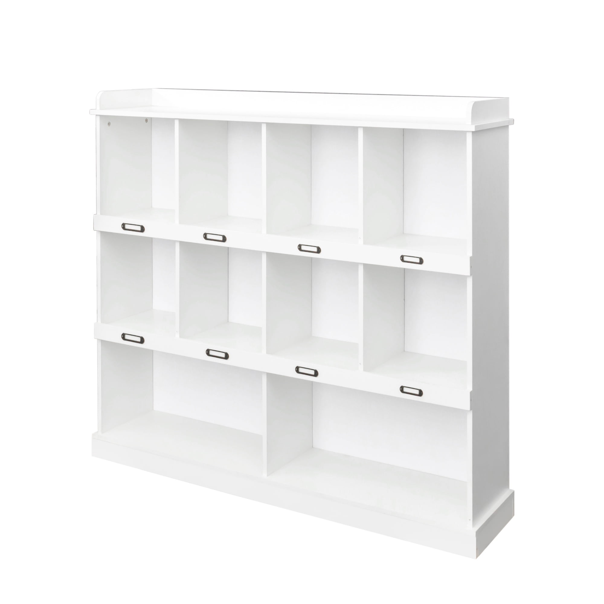 PORKISS 3 Tier Bookshelf, Wooden Bookcase with 10 Cube Storage Organizer, Freestanding Open Bookshelf for Bedroom, Living Room, Office, White