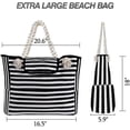 thumbnail image 4 of CHAO Bolsa de playa de lona impermeable extragrande con 4 bolsillos interiores para viajes, gimnasio, natación y vacaciones en la playa XiXi, 4 of 5