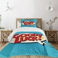 thumbnail image 3 of Ambesonne Vintage Quilted Bedspread Set 2 Pcs, Comic Book Strip, Twin Size, Pale Blue Red Yellow, 3 of 6
