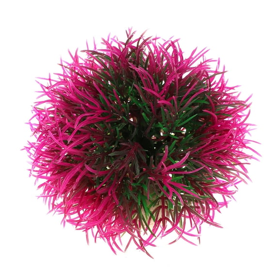 Unique Bargains 1 Pc Fish Tank Plants Decorations Artificial Aquarium Grass Ball Purple Green 4.13x4.33 Inch