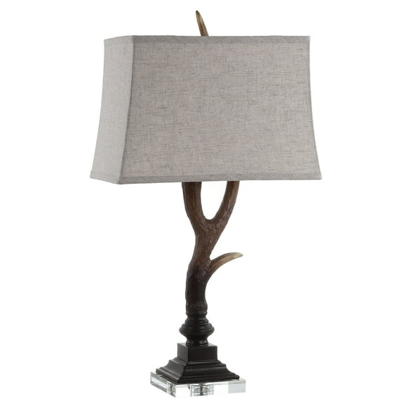 JONATHAN Y Antler 29.5" Rustic Resin/Crystal LED Table Lamp, Brown/Clear, JYL6306A
