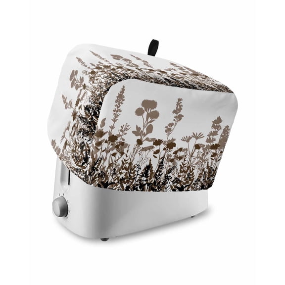 Fsddascl Brown Flowers Small Toaster Cover 2 Slice, Kitchen Appliance Covers, Vintage Country Spring Wild Floral Herbs Toaster Oven Cover with Loop, Bread Machine Cover Polyester Dust Cover