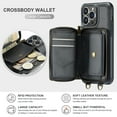 thumbnail image 5 of Dteck iPhone 14 Pro Wallet Case Crossbody, Zipper Phone Case with RFID Blocking Card Holder Wrist Strap Leather Purse Cover Gift for Women for Apple iPhone 14 Pro, Black, 5 of 8