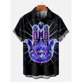 thumbnail image 3 of Camisa de cuello vuelto con estampado 3D de luna y cielo nocturno místico vintage para hombre, camisa informal de manga corta, camisas sueltas de verano para niños, 3 of 5