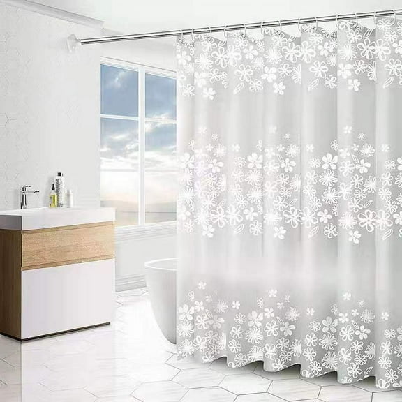 Shower Curtain for Bathroom Modern Farmhouse Waterproof PEVA Shower Curtain Set with Hooks Machine Washable 72x72 Inches，White Blossoms