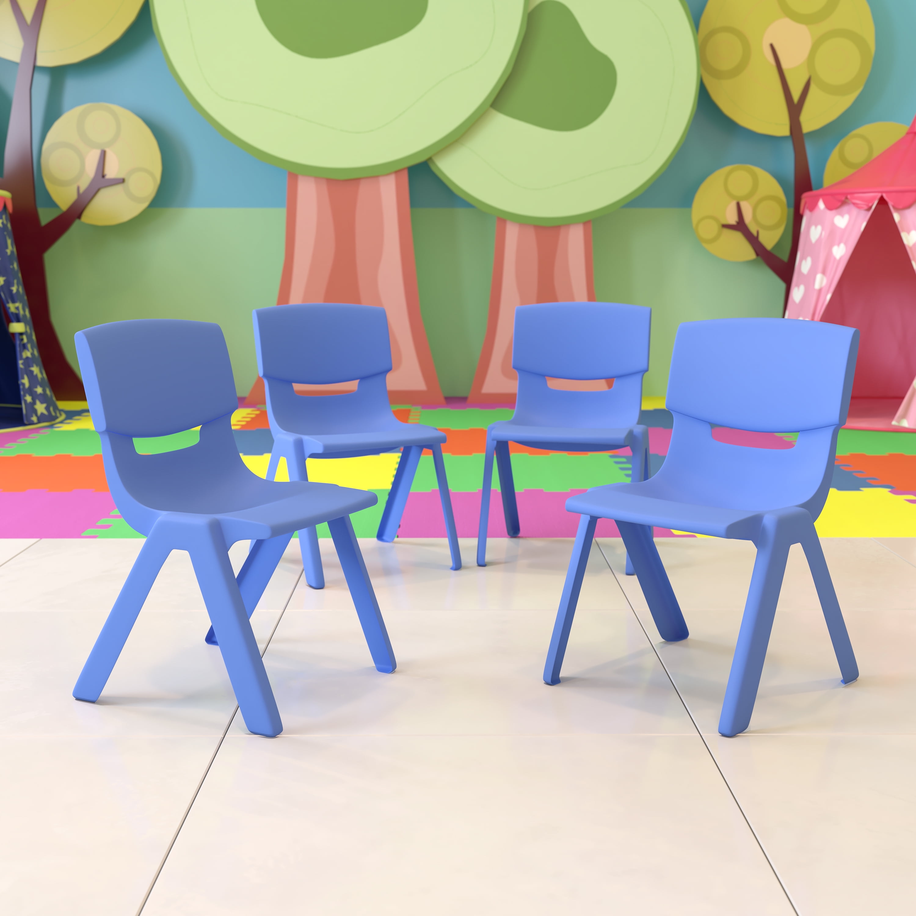 Assorted Colors Flash Furniture 4 Pack Plastic Stackable School Chairs with 13.25 Seat Height 