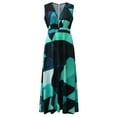 thumbnail image 5 of VBARHMQRT Female Women's Formal Dresses Women Casual Boho Print Zipper V Neck Sleeveless Long Dress Holiday Dress Sequin Holiday Dresses for Women Red Maxi Dress for Women, 5 of 7