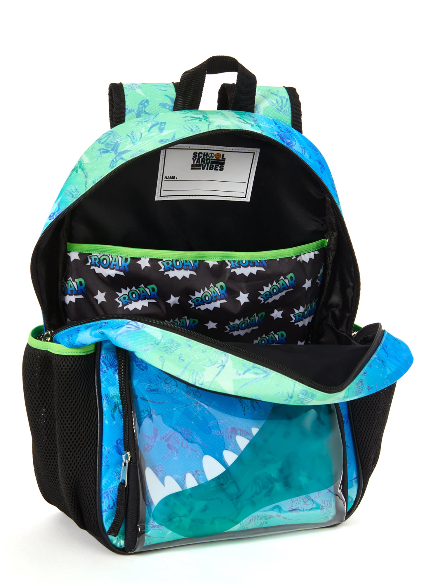 Schoolyard Vibes Dinosaur Boys 17" Ombre Stationary Kids Backpack, Green