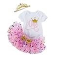 thumbnail image 2 of SONGGE Girls Birthday Party Outfit Sets Short Sleeve O-Neck Romper Dress With Hair Cute Toddler Celebration Cartoon Soft Clothing Sets, 2 of 4