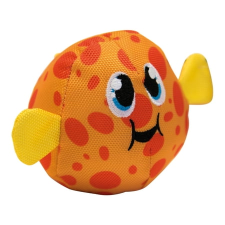 Outward Hound Floatiez Puffer Fish Floating Dog Toy, Orange, Medium