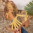 thumbnail image 6 of Bkhluea Women Strappy Caged Block Heel Espadrille Sandals Adjustable Comfortable Footwear For Party Casual Outdoor Daily Activities, 6 of 7
